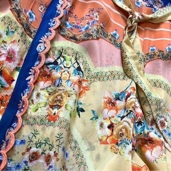 Johnny Was Silky Printed Wide Open Leg Pull On Bohemian Artsy Pants Women’s XL - Picture 8 of 10